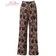 S K-Design Wijde broek B317 Bruin navy dessin